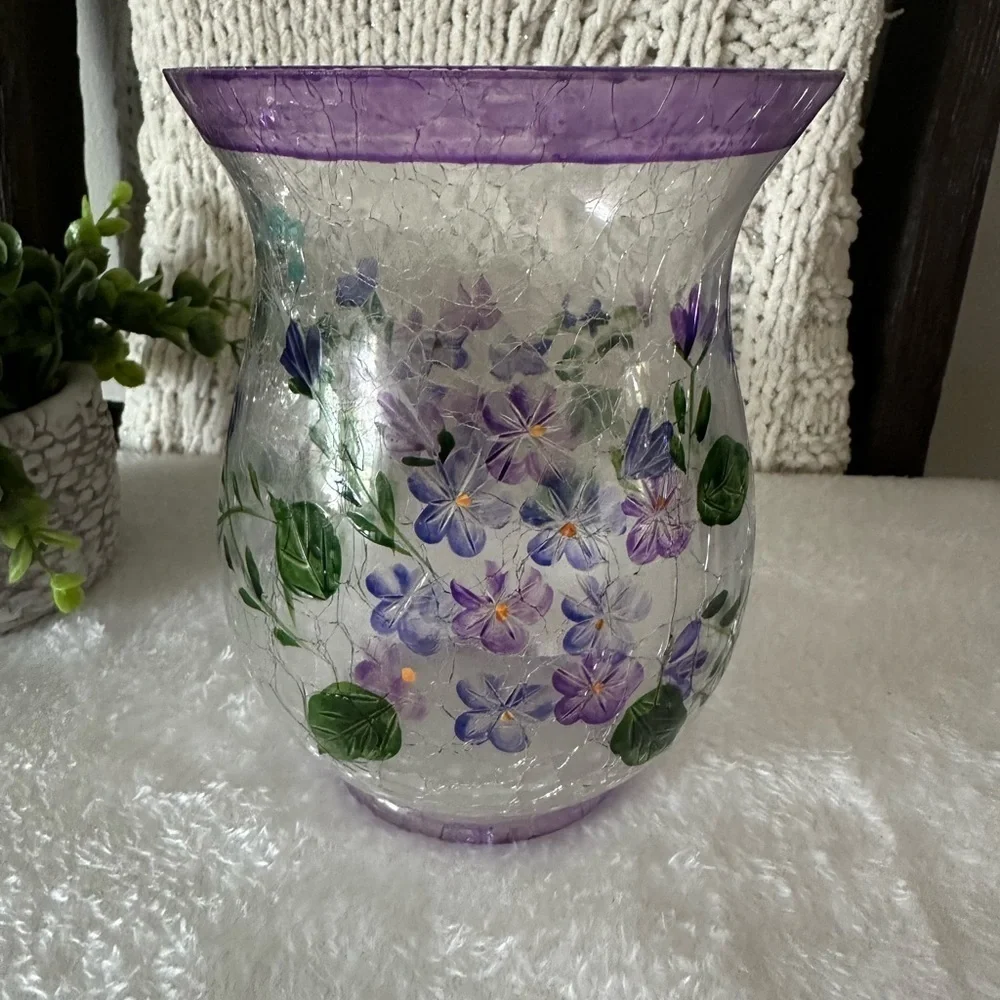 Floral Hand Painted Glass Vase